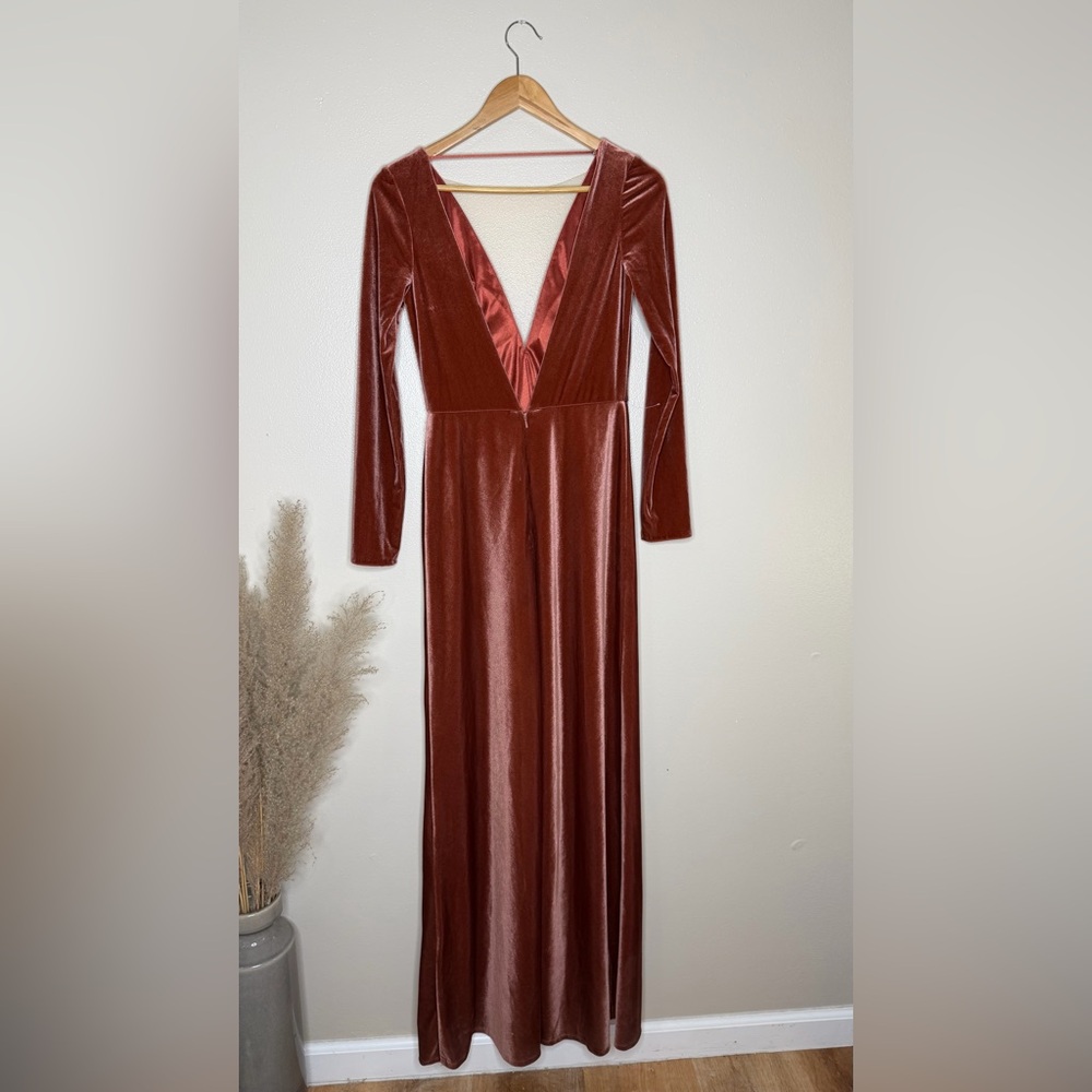 NEW‎ | Jenny Yoo Ryland Velvet V-Neck V-Back Gown/English Rose - Picture 12 of 13